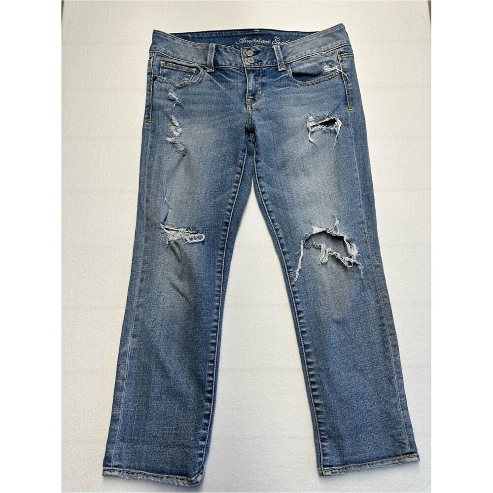 American Eagle Women's Size 6 Distressed Coastal | Western Y2K Vibe Blue Jeans